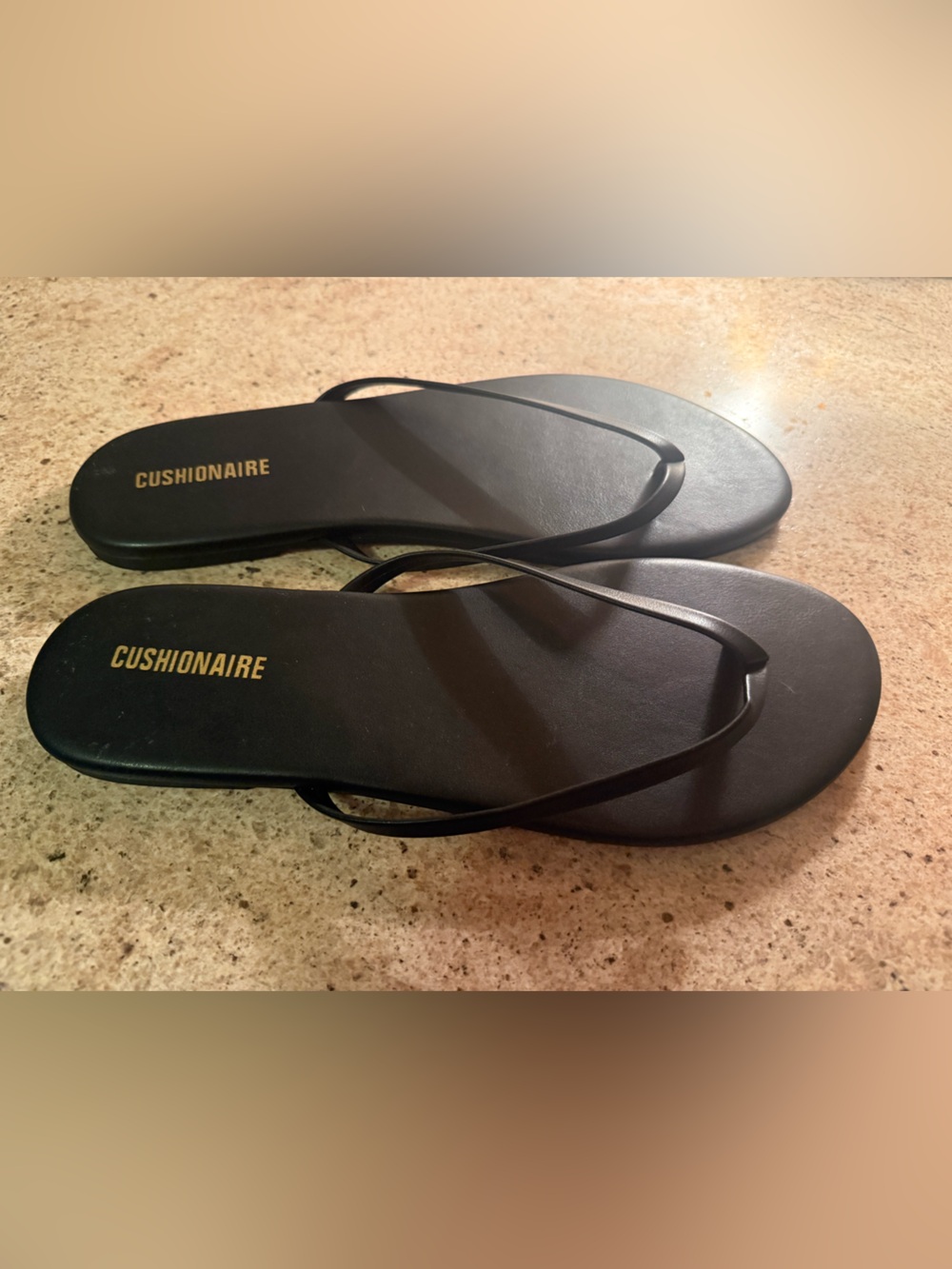 Cushionaire Women's Minimal Black Thong Sandals